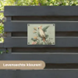 Gele kuifkaketoe - paradijsvogelbloemen - Groen tuinposter los doek klein -sfeer3
