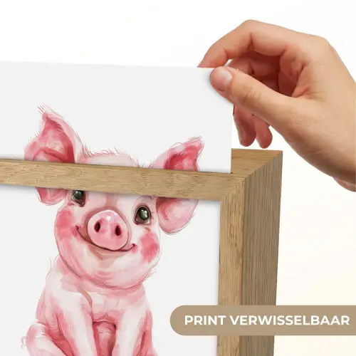 Varken - Roze - Baby dier - Boerderij dieren Light Box met kabel (Kinderlampje) klein -USP_websiteprintNL