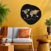 Wereldkaart - Beige - Zwart Wandcirkel Organisch Plexiglas middel -sfeer4