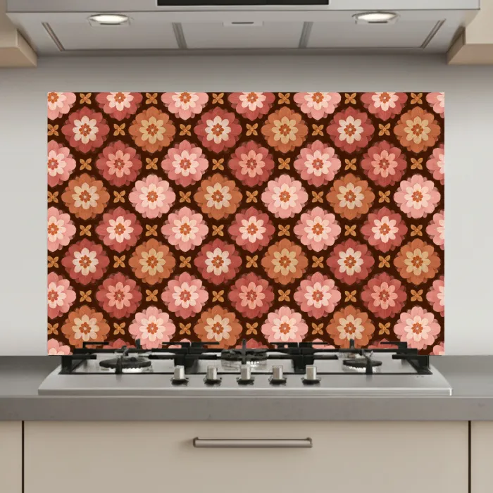 Geometrisch - Bloemen - Kleurrijk keuken achterwand spatscherm klein 900 -3d_website
