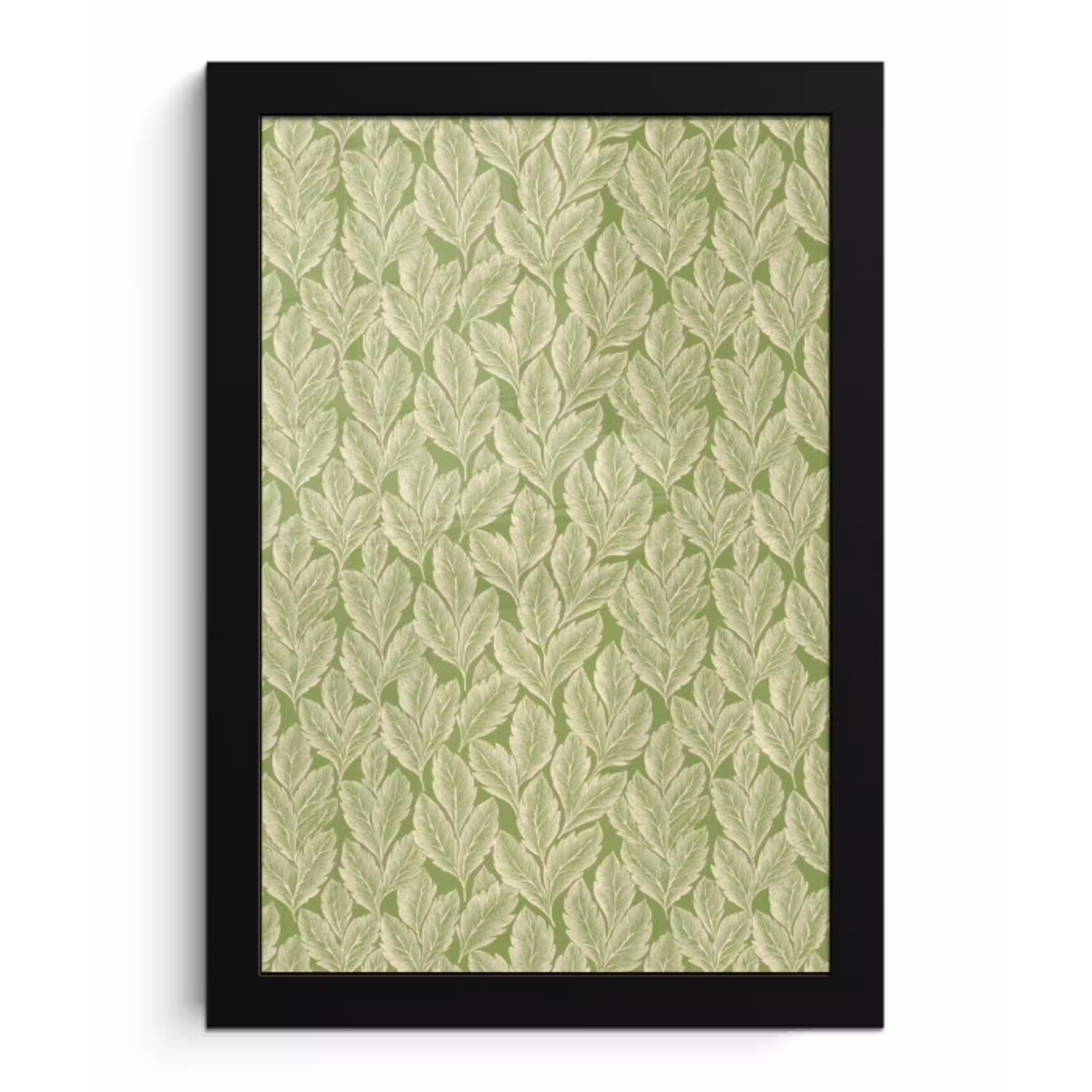 Groen - Botanisch - Bladeren - Vintage - Patroon fotolijst zwart zonder passe partout klein 224 -3d