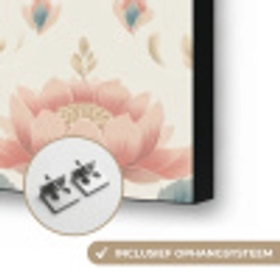 Lotus - Bloemen - Roze Textielframe zwart klein 947 -USP_ophangsysteemNL
