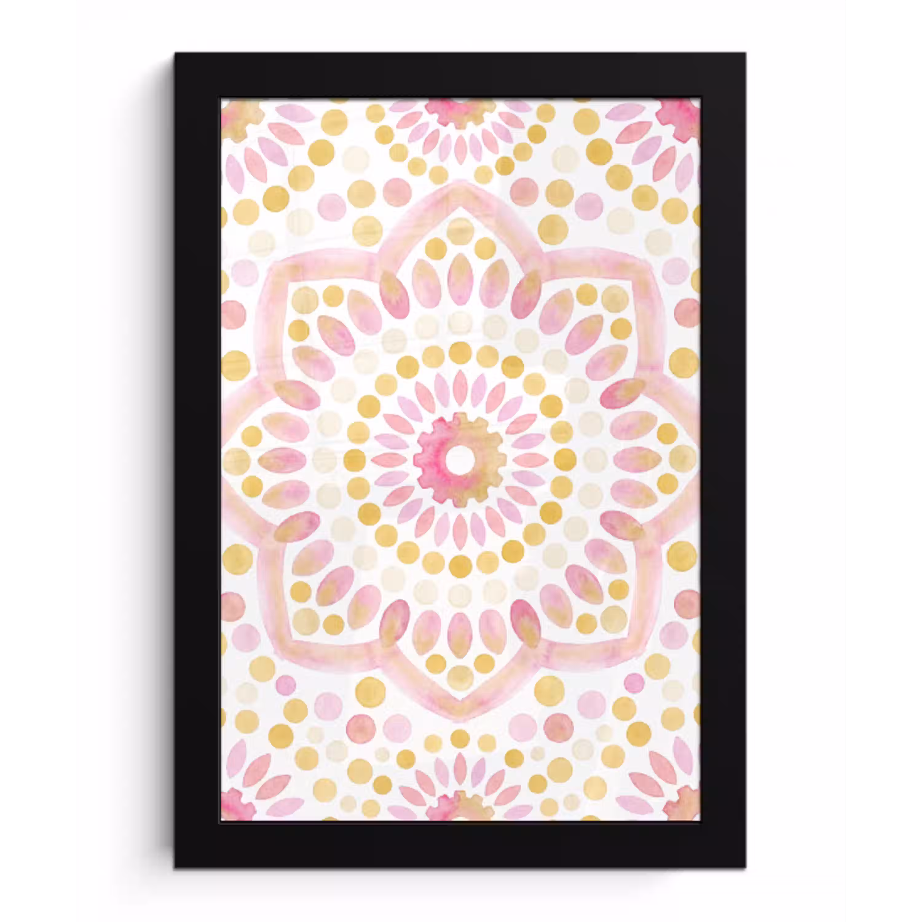 Abstract - Mandala - Kunst - Modern - Roze fotolijst zwart zonder passe partout klein -3d