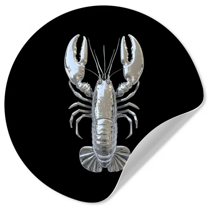 Kreeft - Zilver - Metallic - Luxe Wandcirkel behangsticker klein -3d