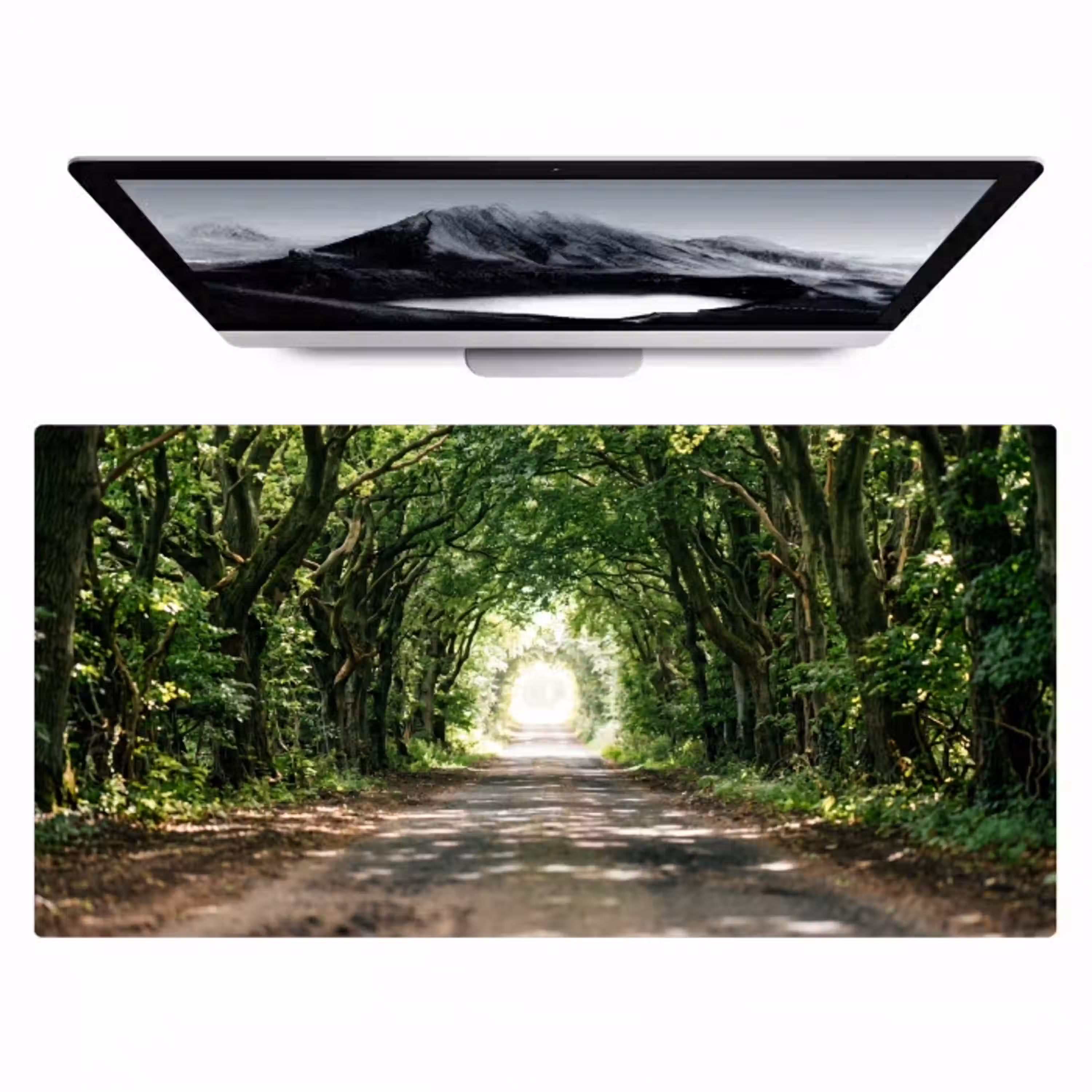 Weg - Bomen - Natuur - Groen Muismat XXL klein -zzz3d