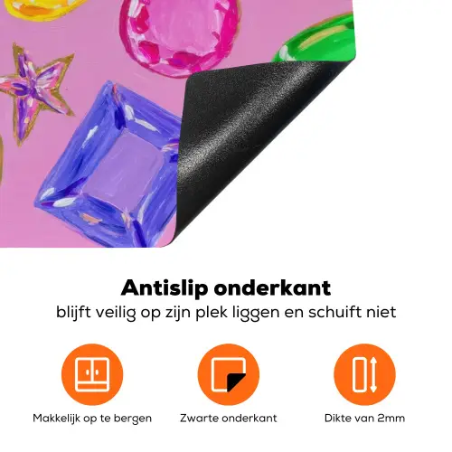 Edelstenen - Vormen - Hartje - Kleurrijk Inductie beschermer vinyl 3mm klein -zzzzzzz-td-onderkant