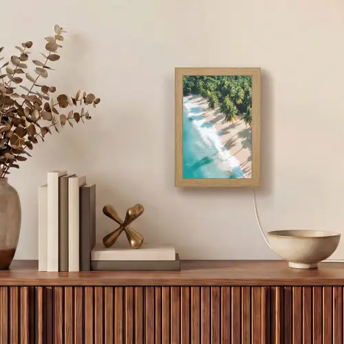 Tropisch - Strand - Water - Palmbomen Light Box met kabel (Tafellamp) klein -sfeer2