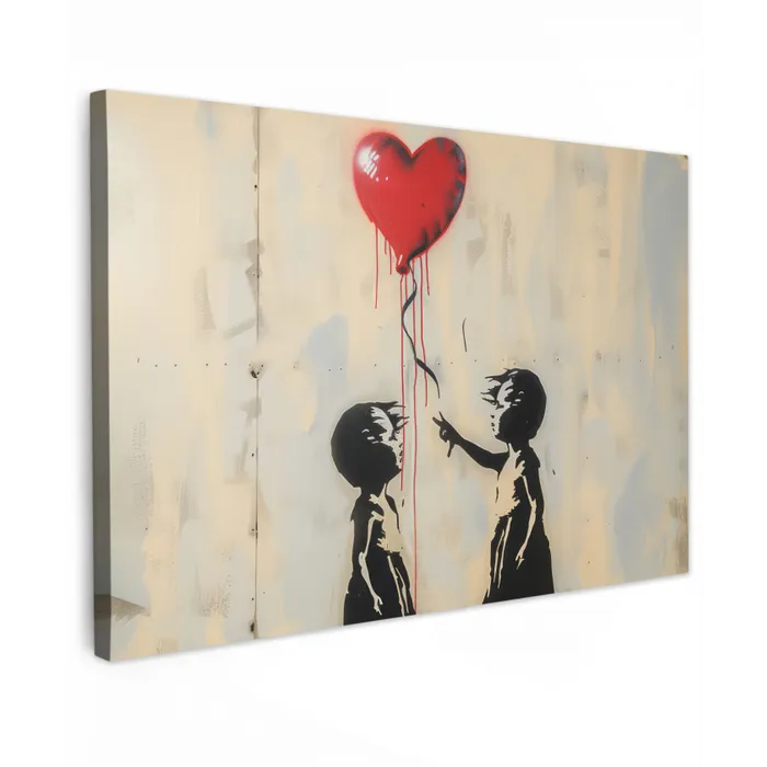 Street art - Banksy - Ballon - Graffiti - Retro canvas 2cm klein -z3d