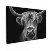 Hooglander in Zwart-Wit Tuinposter op houten frame 2 cm dik klein -3d