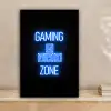 Gaming - Tekst - Gaming zone - Neon - Blauw canvas 2cm klein -sfeer1