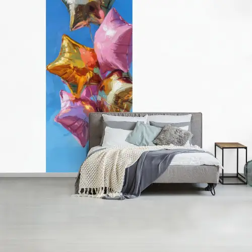 Ballonnen - Goud - Stervorm - Roze fotobehang vinyl groot -slaapkamer