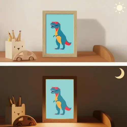 Dinosaurus - Blauw - Zonnebril Light Box met kabel klein -sfeer3_kind