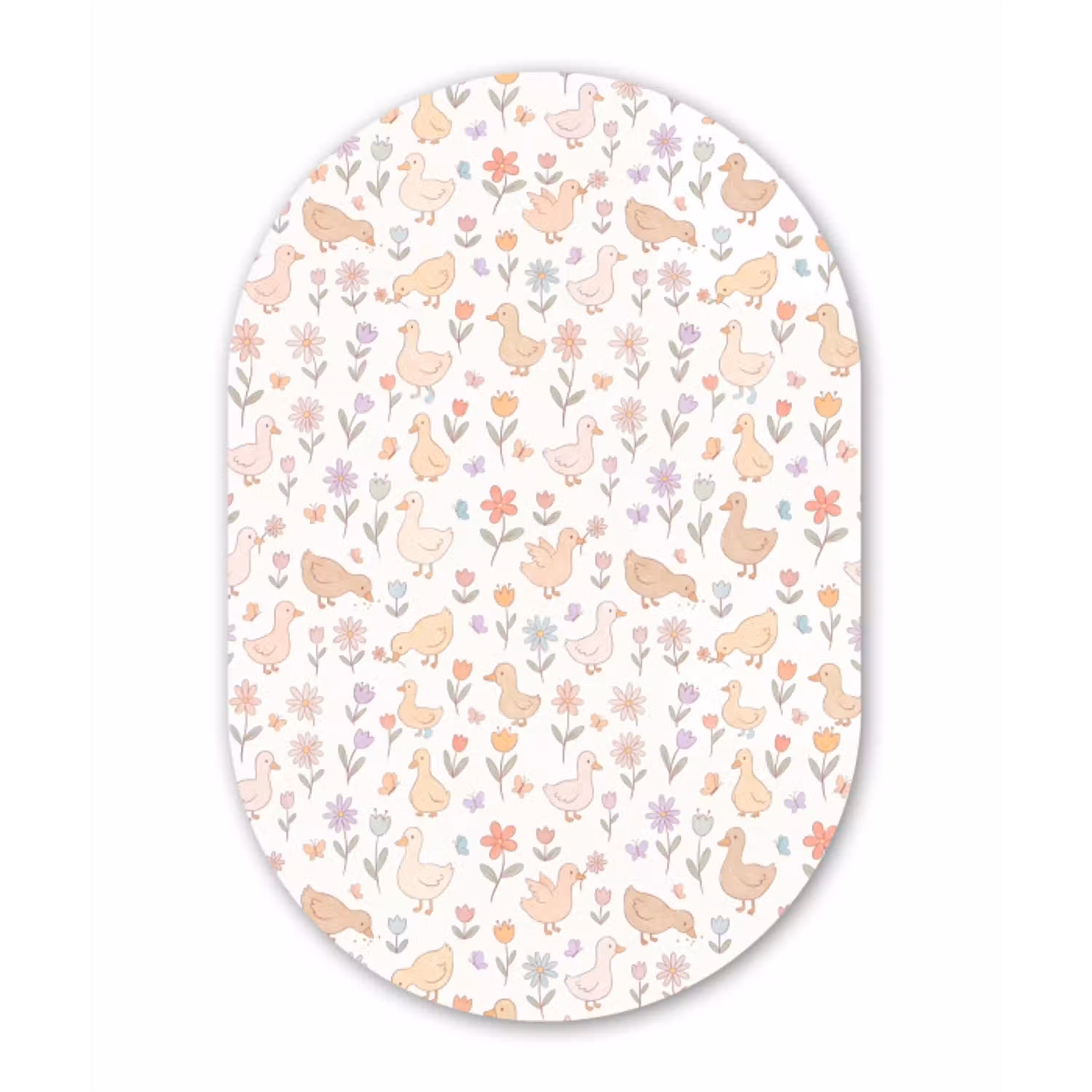 Vogel - Bloemen - Patroon - Pastel - Dieren Wandcirkel Ovaal Aluminium middel -3d