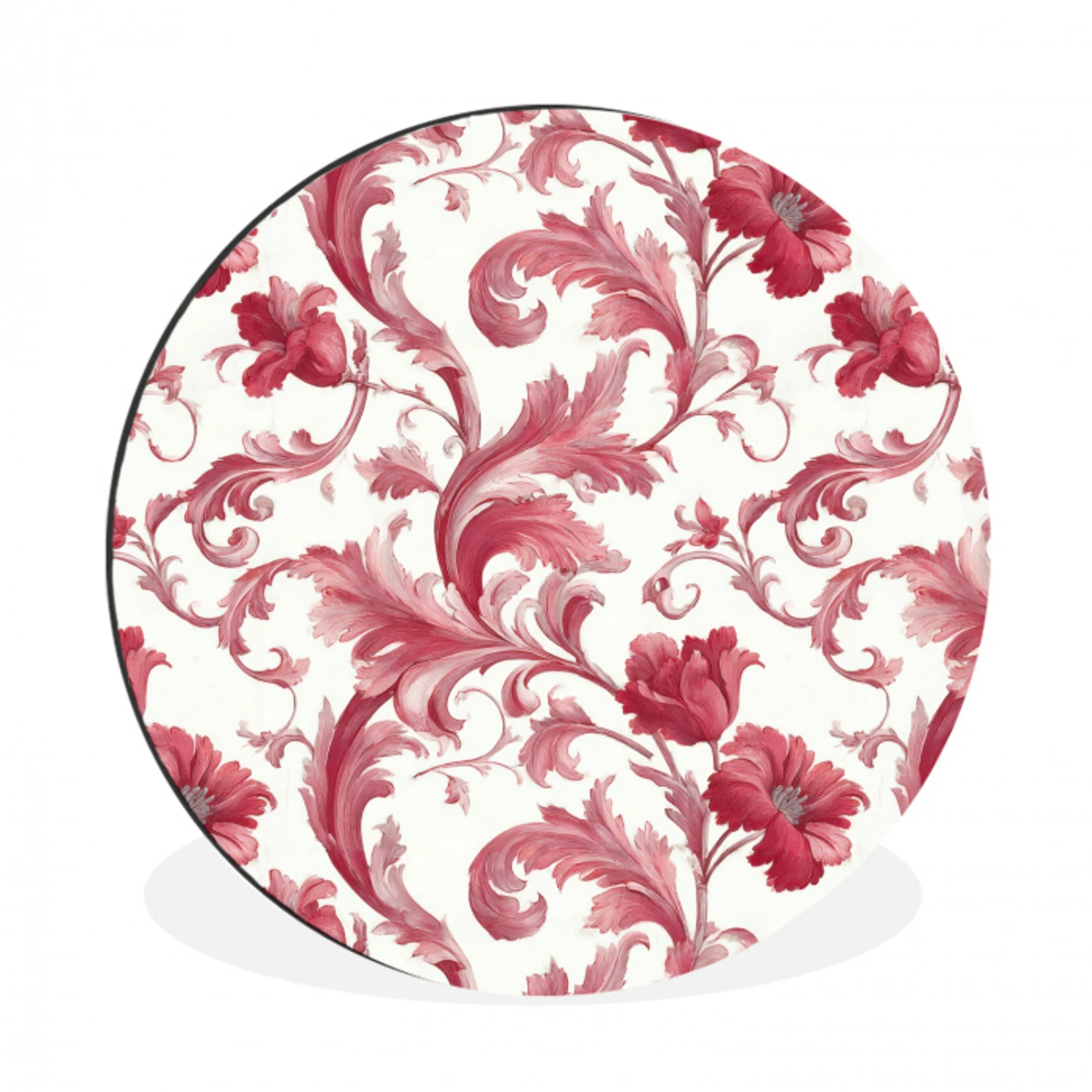 Barok - Patroon - Rood Wandcirkel aluminium klein 190 -3d