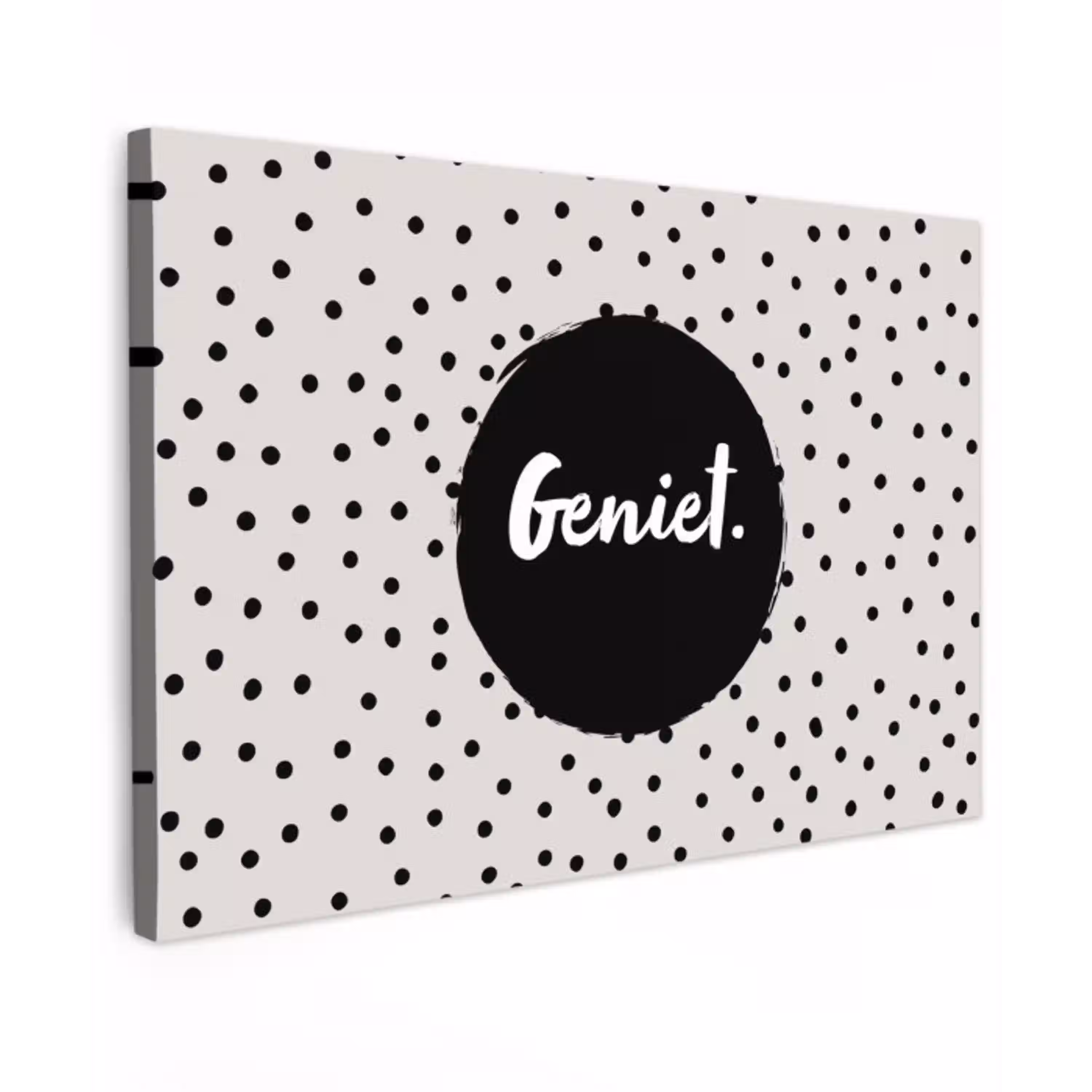 Geniet - Quotes - Tekst - Stippen Tuinposter op houten frame 2 cm dik klein -3d