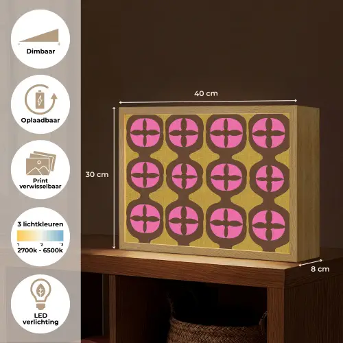 Modern - Patroon - Roze Light Box met batterij (Wandlamp) middel 907 -USP_websiteoverzichtNL