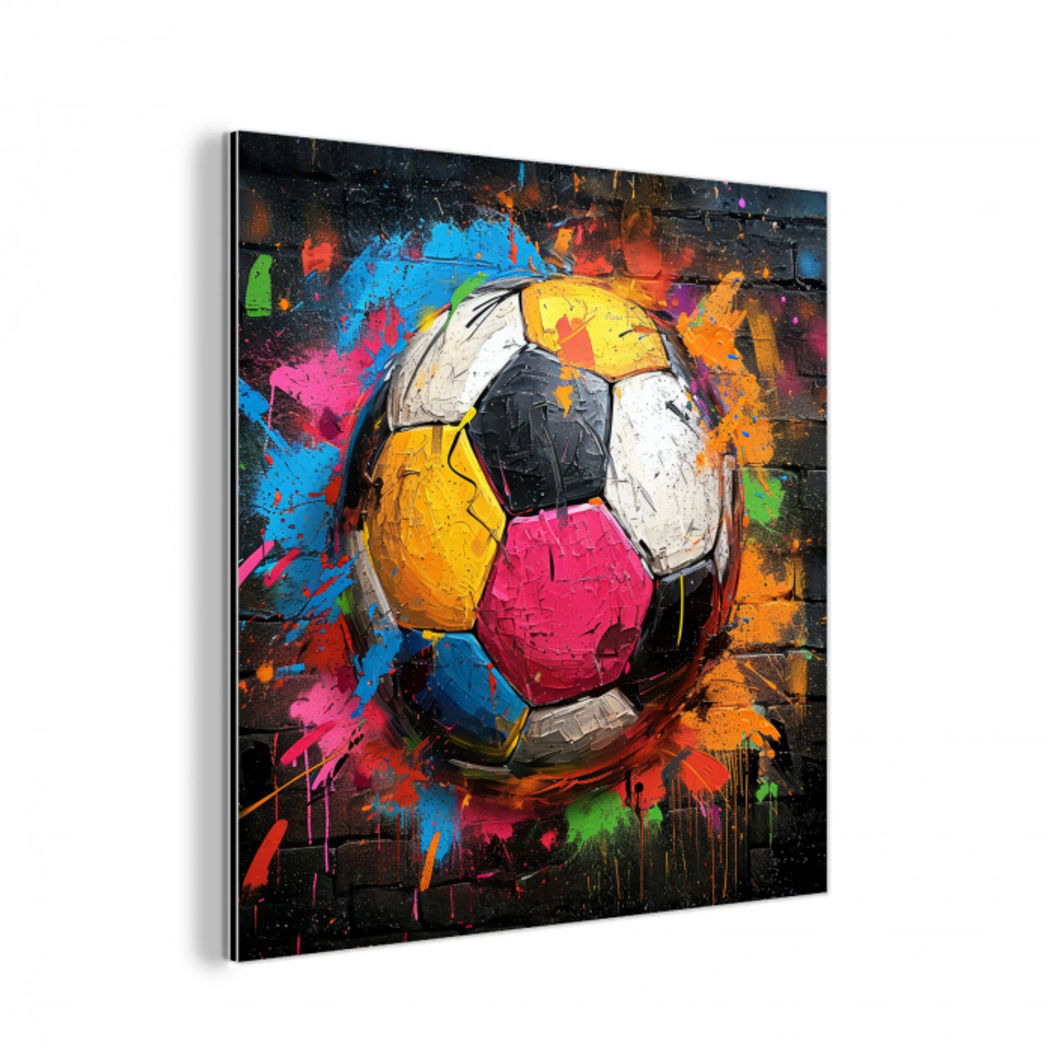 Graffiti - Voetbal - Muur - Street art - Sport aluminium wit klein -3d