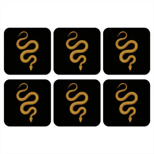 Slang - Minimalistisch - Goud onderzetter kurk middel -3d