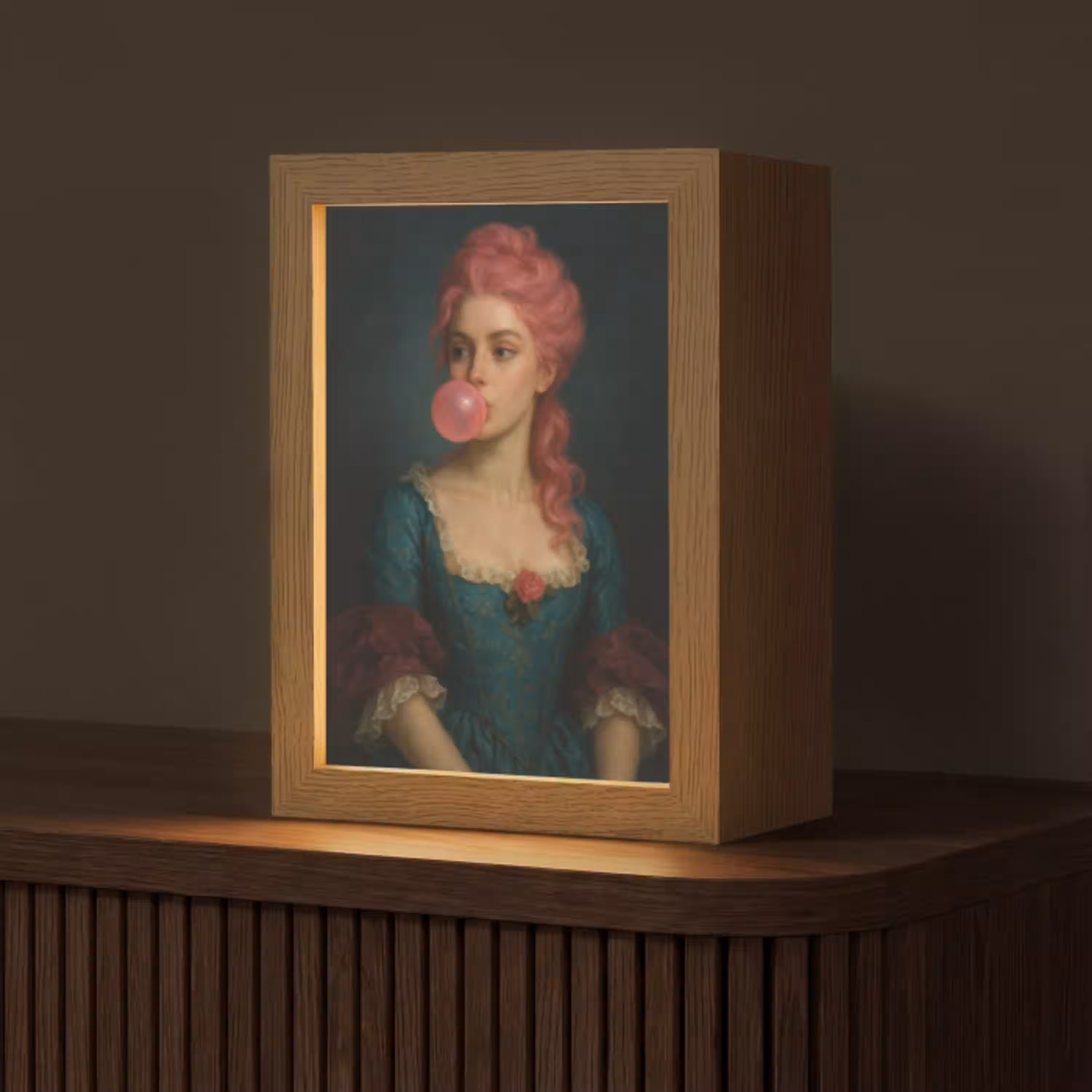 Vrouw - Portret - Kauwgombel Light Box met kabel (Tafellamp) klein -z3d_website