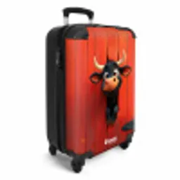 Zwarte stier steekt kop door rode schuurdeur NBS - Handbagage koffer - Kinderen Unisex middel -productfoto_3d