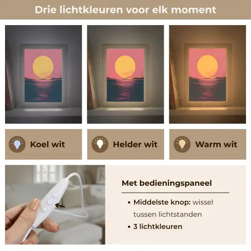 Zon - Geel - Bergen - Water Light Box met kabel (Tafellamp) klein -USP_lichtkleurNL