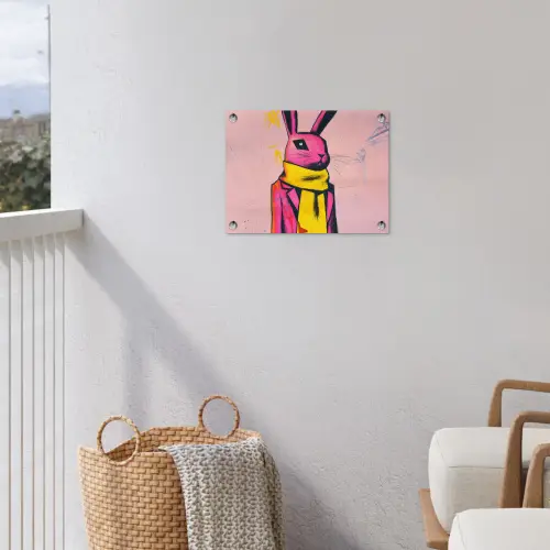 Abstract - Konijn - Sjaal - Geel tuinposter los doek klein -sfeer8