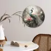 Pauw - Pauwenveren - Vogel - Jungle - Bloemen Wandcirkel kunststof plaat 5mm dik klein -sfeer4