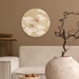 Vogels - Vliegen - Beige Wandcirkel kunststof plaat 5mm dik klein -sfeer1