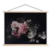 Bloemen - Vintage - Pastel - Zwart - Boeket textielposter latten blank klein -3d