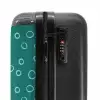 Lichtblauwe cirkels op donkergroene achtergrond NBS - Handbagage koffer - Kinderen Unisex middel -slot