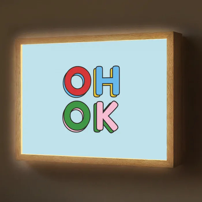 Oh ok - Blauw - Kleurrijk Light Box met batterij (Wandlamp) middel -z3d_website