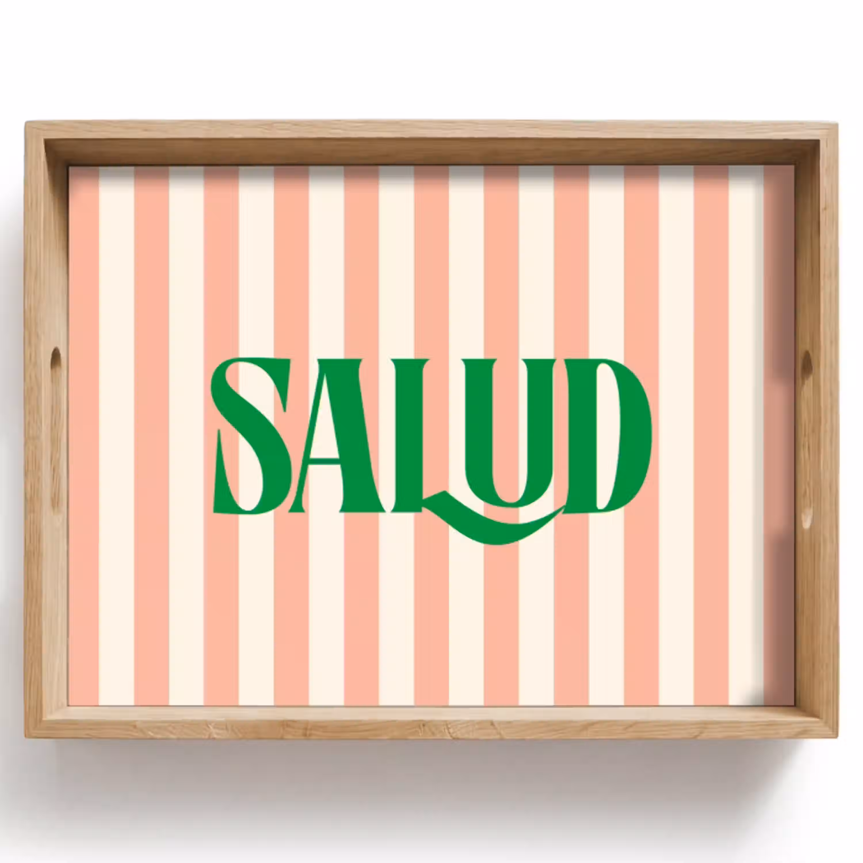Zachtroze - Groen - Strepen - Salud Dienblad Rechthoek middel -z3d_shopping