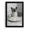 Kat - Siamees - Zwart Wit - Schattig - Dieren fotolijst zwart zonder passe partout klein -3d