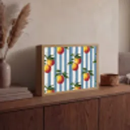 Strepen - Citroen - Blauw Light Box met batterij (Wandlamp) middel 907 -sfeer2