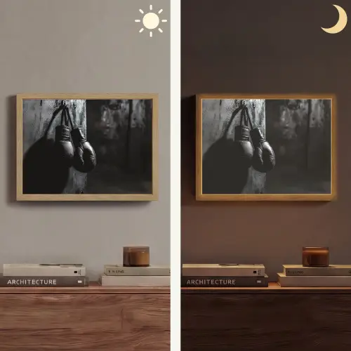 Bokshandschoenen - Muur - Duister - Zwart Light Box met batterij (Wandlamp) middel -sfeer3