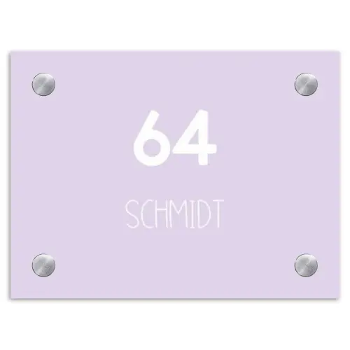 Lila - Modern Naambord Rechthoek middel -3d