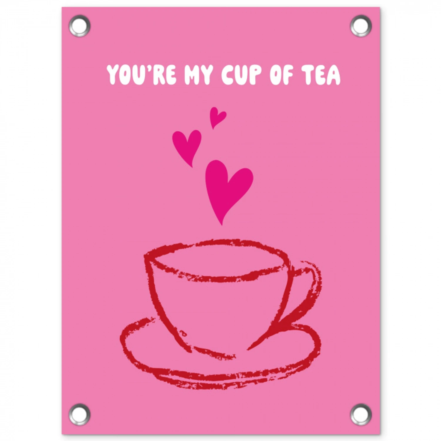 Thee - Roze - Valentijn - Tekst tuinposter los doek klein -3d