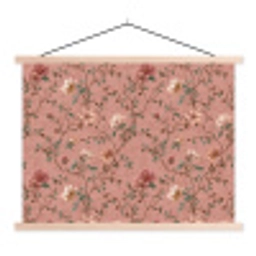 Botanisch - Bloemen - Roze textielposter latten blank klein 122 -3d