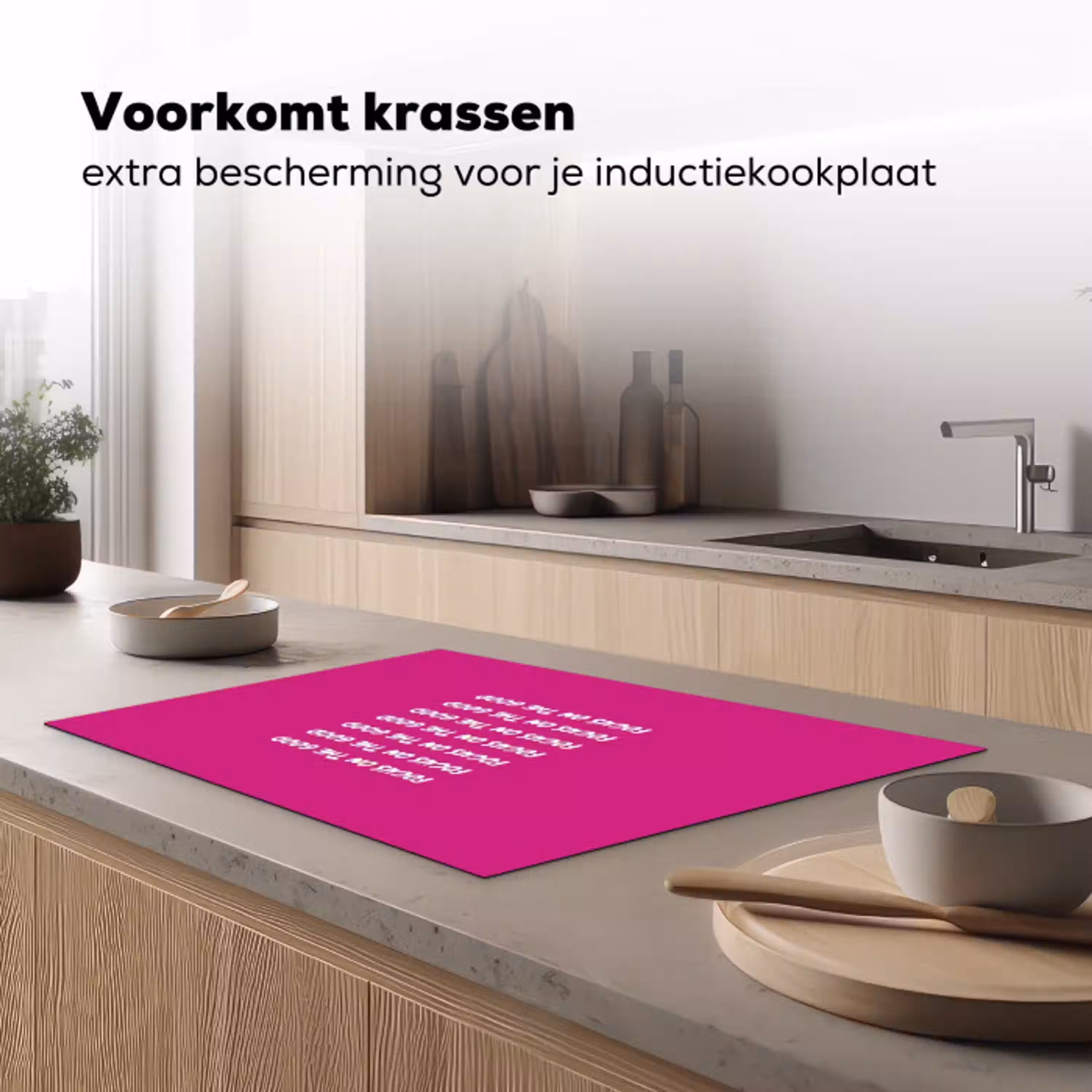 Focus on the good - Roze - wit Inductie beschermer vinyl 3mm klein -sfeer1