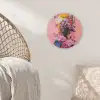 Kleurrijk - Bloemen - Vrouw - Zon Akoestische PET Vilt - Rond klein -sfeer4