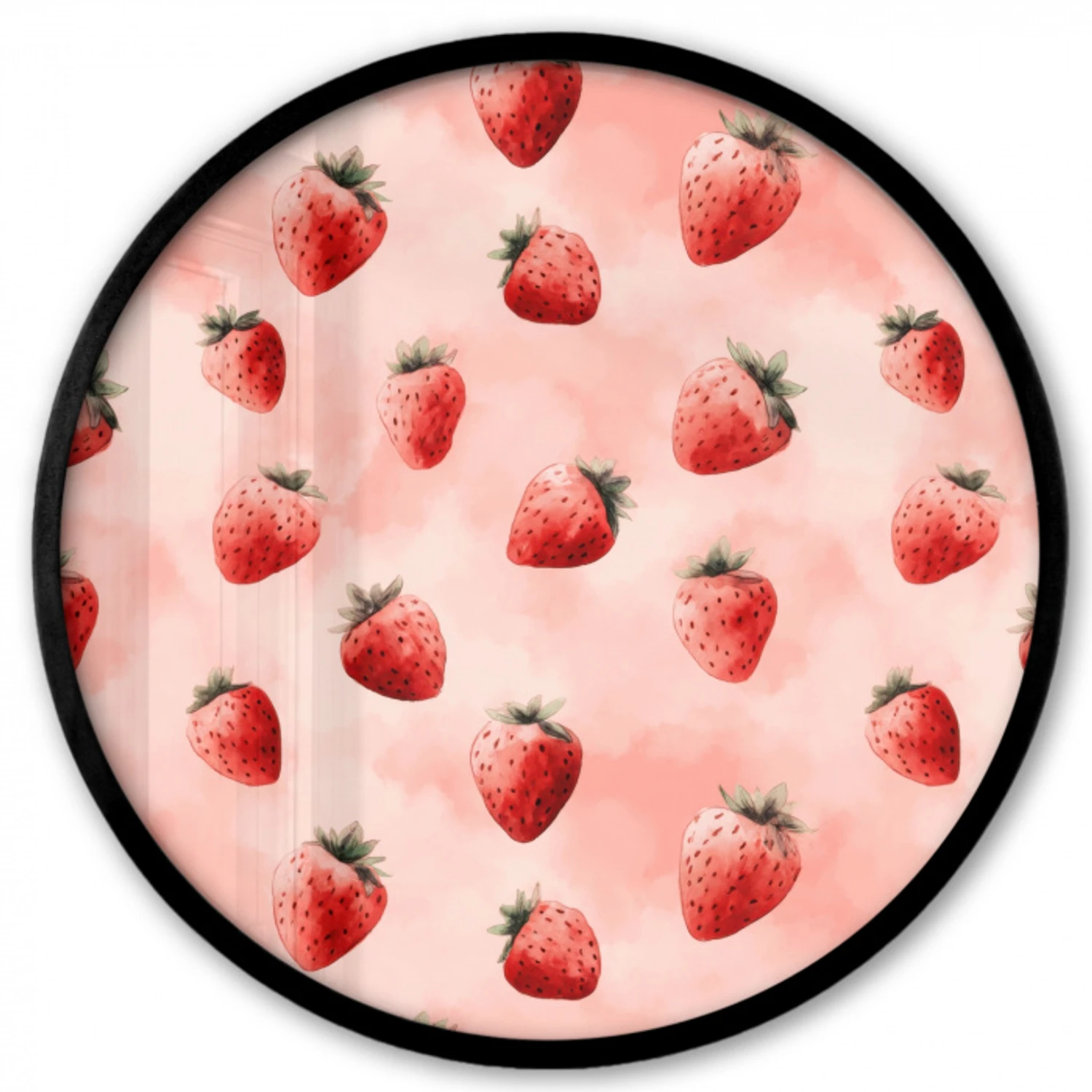 Aardbei - Patroon - Roze Fotolijst rond zonder passe partout klein 856 -3d
