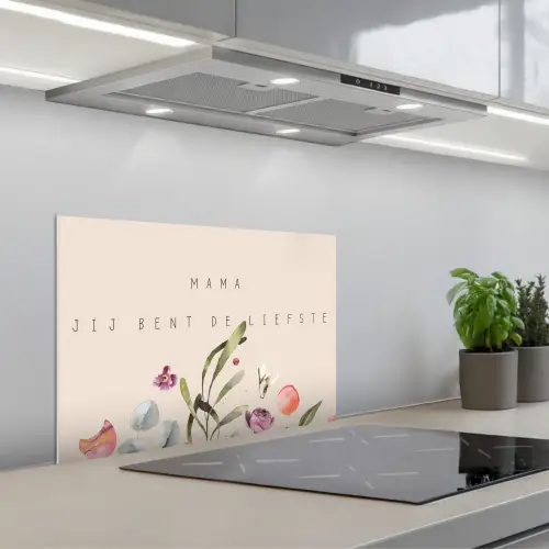 Spreuken - Mama jij bent de liefste - Quotes - Moeder keuken achterwand spatscherm klein -3d_schuin