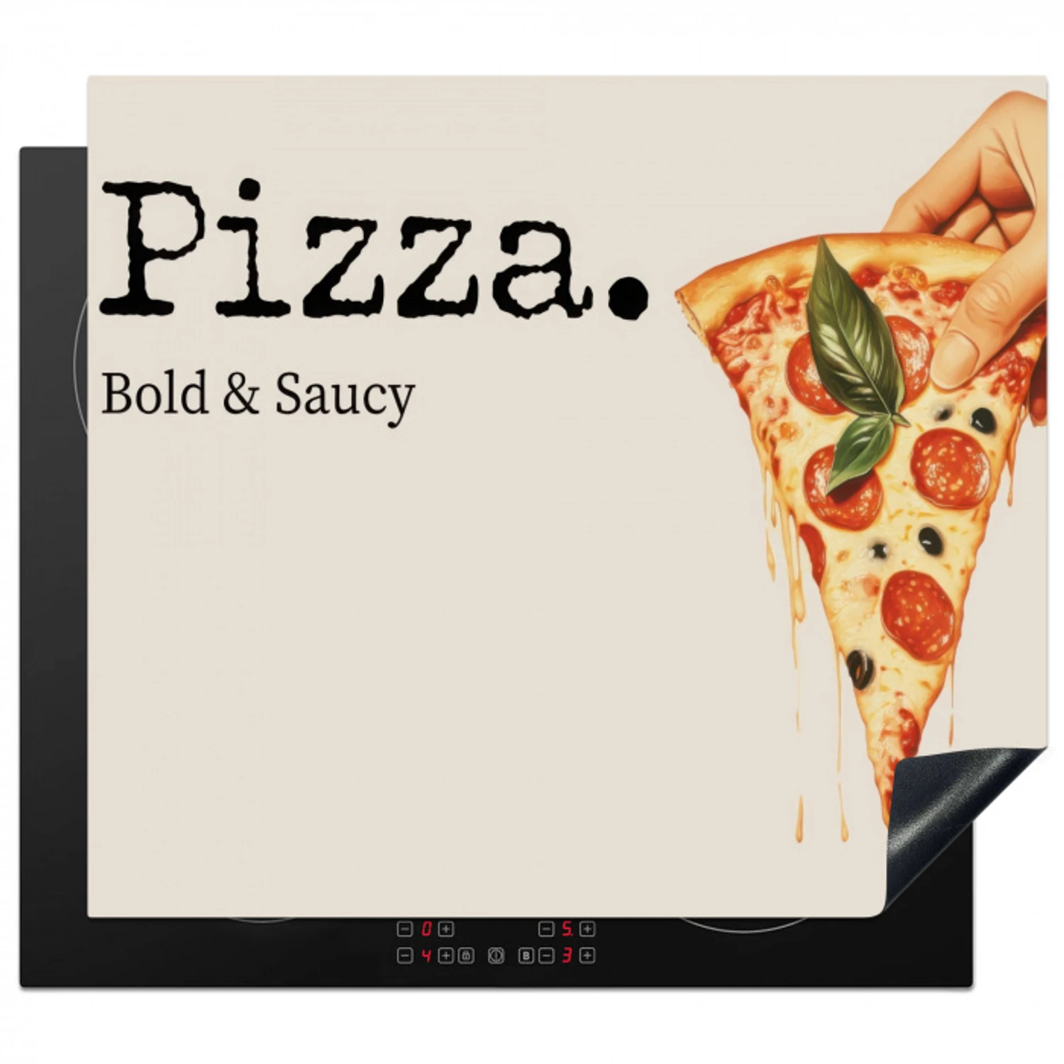 Pizza - Kaas - Pepperoni Inductie beschermer vinyl 3mm middel -3d