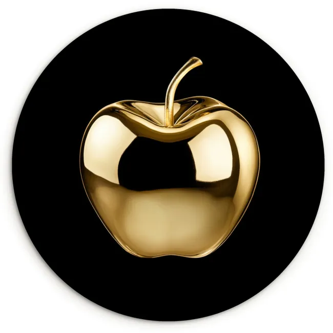 Muurcirkel - Appel - Goud - Chrome - Zwart