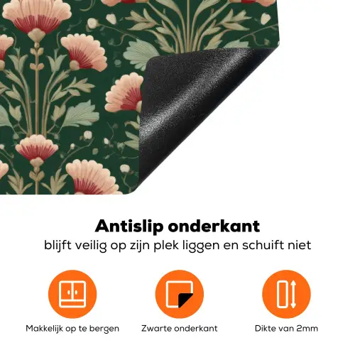 Patroon - Botanisch - Kleurrijk Inductie beschermer vinyl 3mm klein 276 -zzzzzzz-td-onderkant