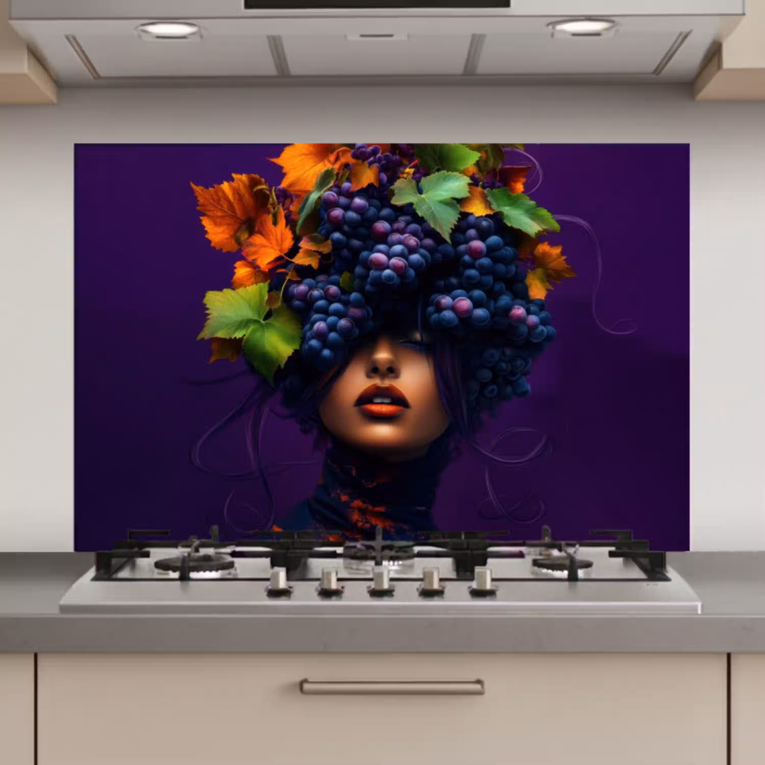 Vrouw - Paars - Druiven keuken achterwand spatscherm klein -3d_website
