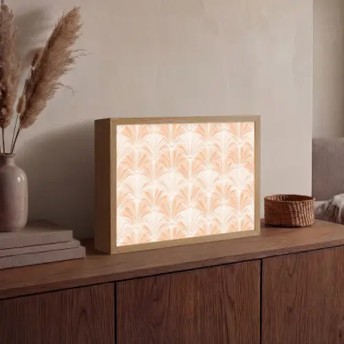 Waaier - Patroon - Perzik Light Box met batterij (Wandlamp) middel 907 -sfeer2