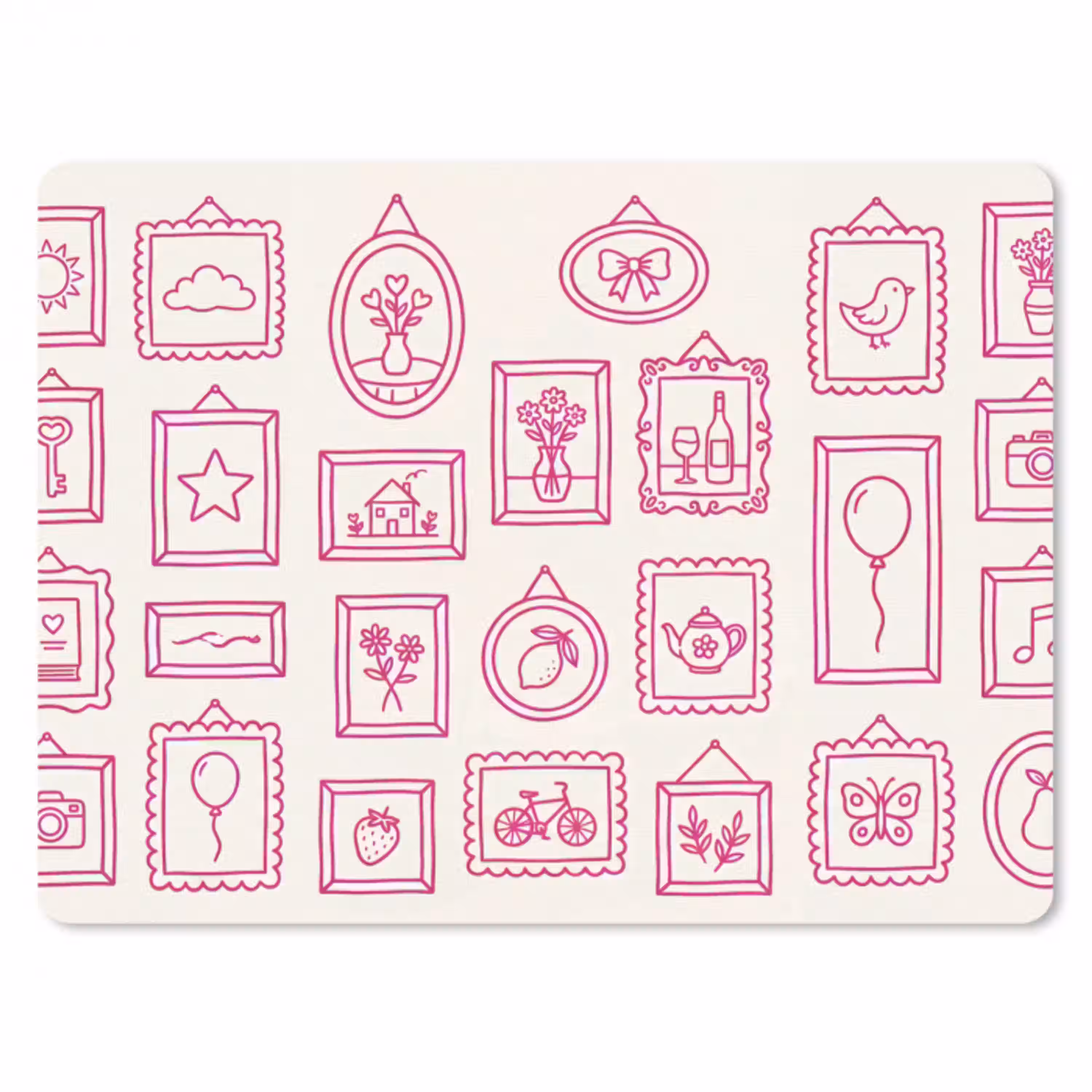 Illustratie - Collectie - Kunst - Minimalistisch - Roze muismat rubber klein -3d