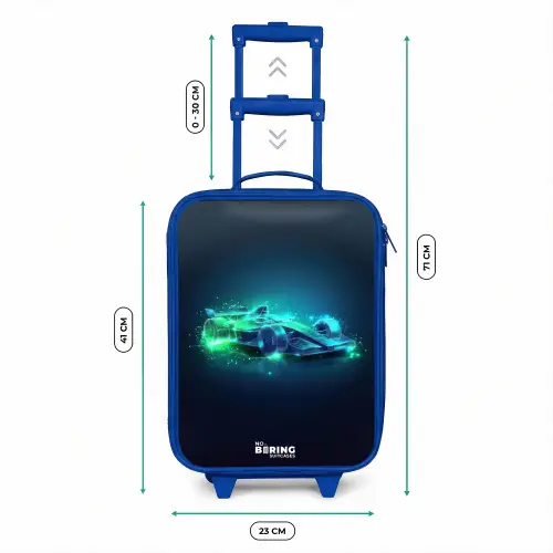 Neon racewagen in digitale stijl Kinderkoffer - Blauw klein -productfoto_formaten
