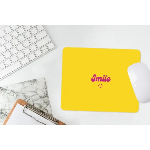 Smile - Geel - Roze muismat rubber klein -witbureau